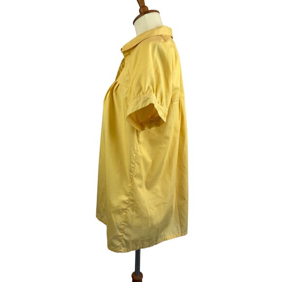 Vintage Joanna Blouson Top Peasant Style Yellow Short Sleeve Womens Size M - Picture 2 of 8